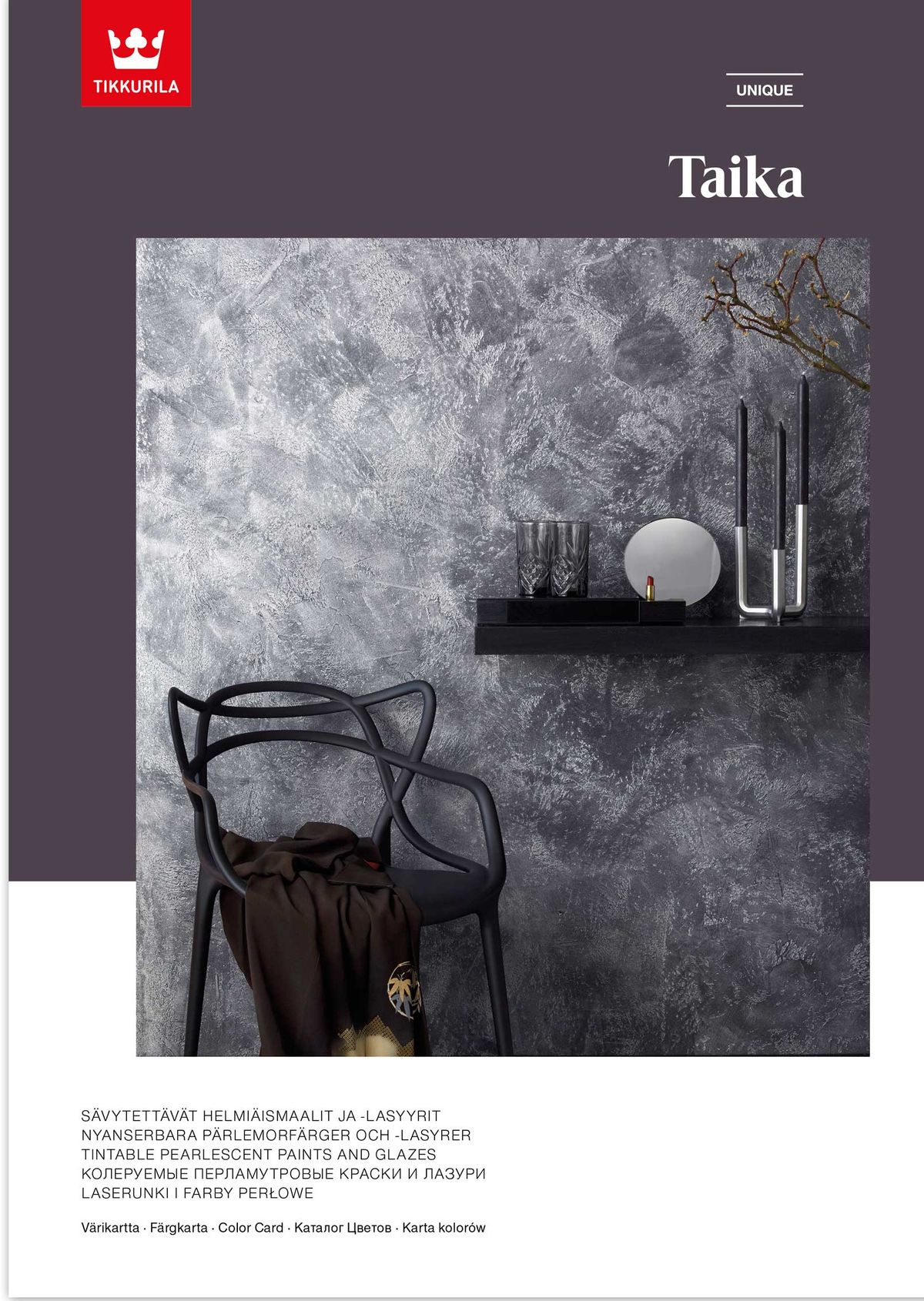 TAIKA - Farbmusterblatt für Farben Taika Pearl Paint und Lasuren Taika Pearl Glaze